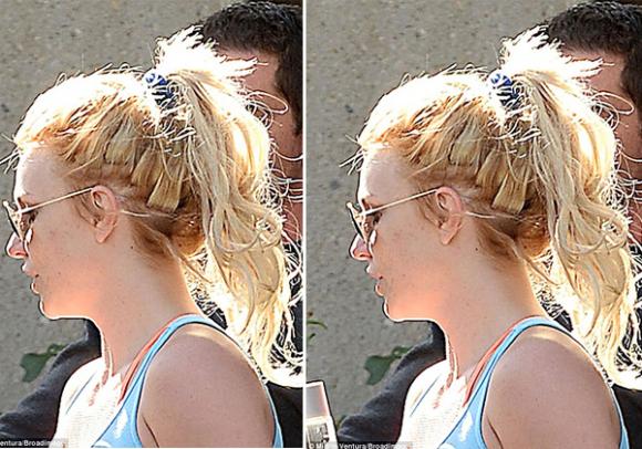 Britney Spear lộ tóc xấu, Britney Spear tóc thảm họa, Britney Spear ăn mặc xấu