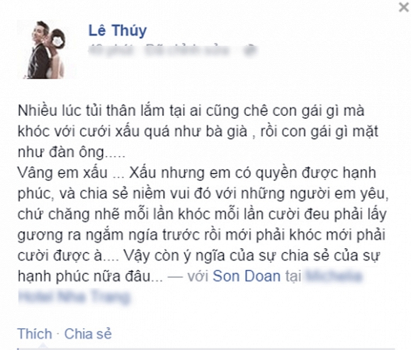 Lê Thúy bị chê xấu,Vợ chồng Lê Thúy - Đỗ An,Vợ chồng Lê Thúy,sao Việt,sao Viet