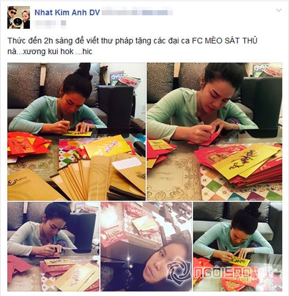 Nhật Kim Anh,Nhật Kim Anh thức khuya,Nhật Kim Anh viết thư pháp,Nhật Kim Anh tặng quà cho fans