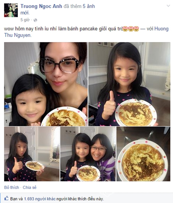 trương ngọc ánh, con gái, trương ngọc ánh khoe con gái biết làm bánh