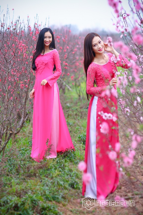 Sao việt,sao viet,á hậu đại dương vân quỳnh,á hậu đại dương hà thu,vân quỳnh hà thu diện áo dài