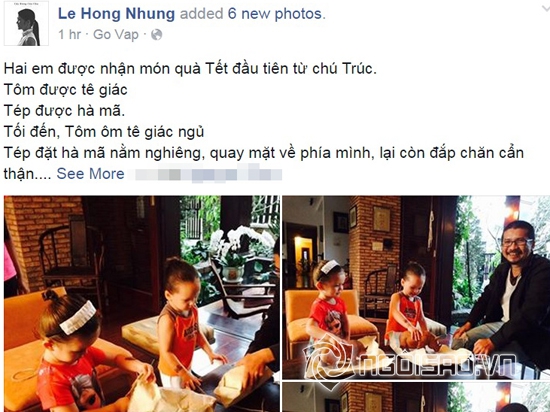 Hồng Nhung, hai con Hồng Nhung, hai con Hồng Nhung quà tết, Tôm và Tép, sao việt, sao nhí Việt
