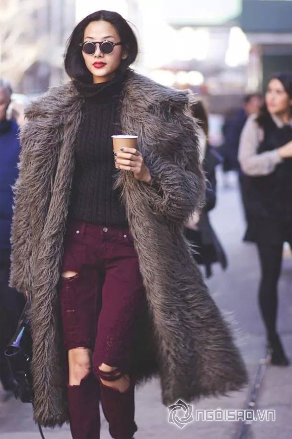 hoàng thùy tại new york, hoàng thùy sang chảnh ở trời tây, hoàng thùy street style