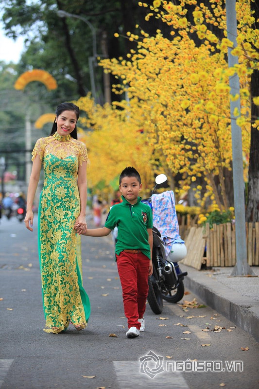 sao Việt, Kiwi Ngô Mai Trang, vợ chồng Kiwi Ngô Mai Trang, Cuộc đua kì thú 2014, Kiwi Ngô Mai Trang đưa con trai đi chơi Tết