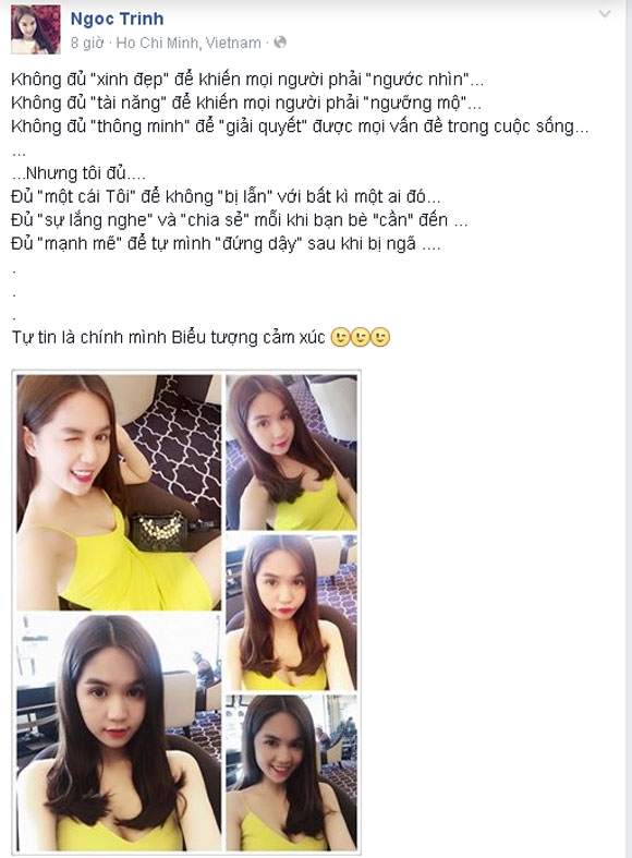 Ngọc Trinh,phát ngôn của Ngọc Trinh,Ngọc Trinh phát ngôn về tình và tiền