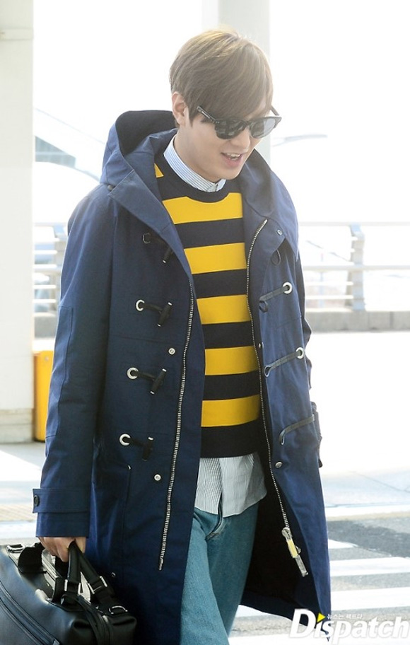 Lee Min Ho,thời trang sân bay của Lee Min Ho,Lee Min Ho quần xắn gấu cao
