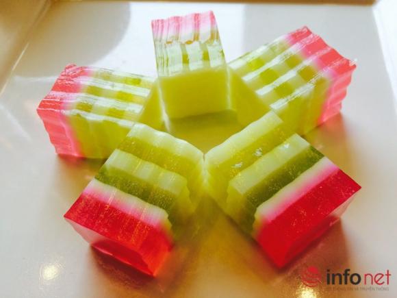 thạch rau câu, thạch nhiều màu, làm thạch rau câu, thạch cầu vồng