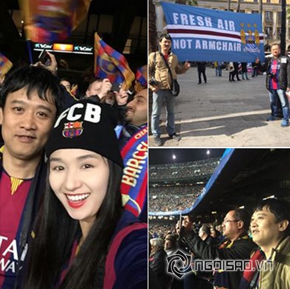Lã Thanh Huyền,Lã Thanh Huyền đi xem bóng đá nước ngoài,Lã Thanh Huyền và chồng
