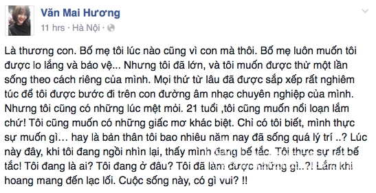 Văn Mai Hương, ca sĩ Văn Mai Hương, Văn Mai Hương bế tắc, Văn Mai Hương khủng hoảng, Văn Mai Hương hủy show