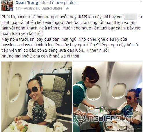 Đoan Trang, ca sĩ Đoan Trang, Đoan Trang ngồi máy bay hạng sang, con gái Đoan Trang, gia đình Đoan Trang