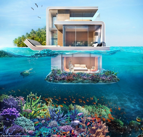 Biệt thự nổi, Biệt thự nổi giữa biển, Biệt thự nổi ở Dubai, Biệt thự, nhà đẹp, tin ngoi sao