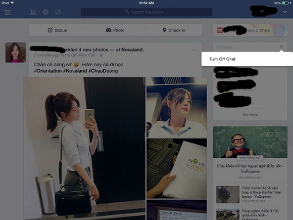 Cach dau minh tren facebook,facebook ca nhan,su dung ipad