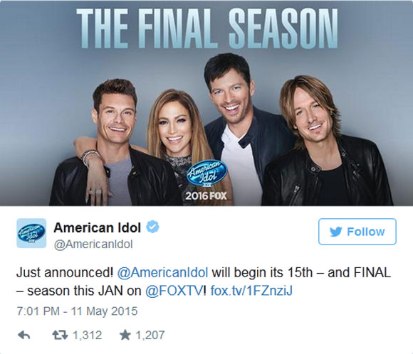 American Idol,American Idol bị xóa sổ,American Idol khép lại,American Idol mùa thứ 15