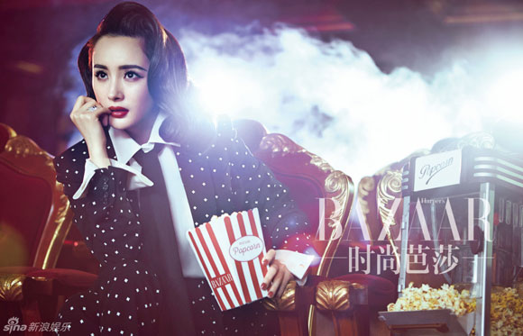Dương Mịch,Dương Mịch quyến rũ,Dương Mịch đánh son môi đỏ,Harper's Bazaar