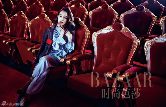 Dương Mịch,Dương Mịch quyến rũ,Dương Mịch đánh son môi đỏ,Harper's Bazaar