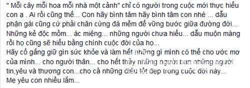 mẹ Hà Hồ,mẹ Hà Hồ viết tâm thư,mẹ Hà Hồ động viên con,scandal Hà Hồ