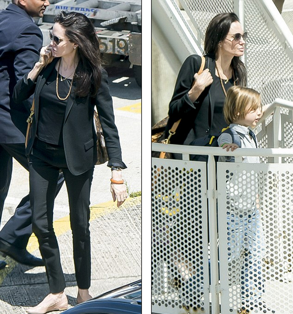 gia đình Angelina Jolie,Brad Pitt,Angelina Jolie,gia đình Angelina Jolie đi máy bay bình dân