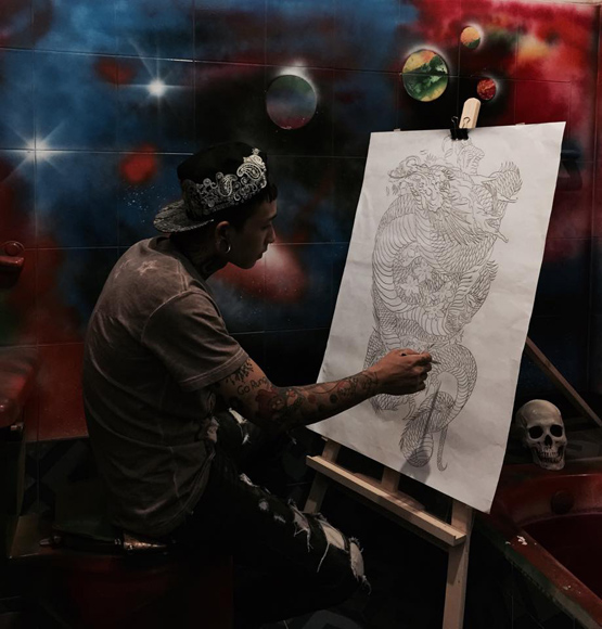 Ông bố xăm trổ 9X, 9x xăm hình, ong bo 9x, Vũ Ngọc Tân, Gà Rừng, Gà Rừng Tattoo