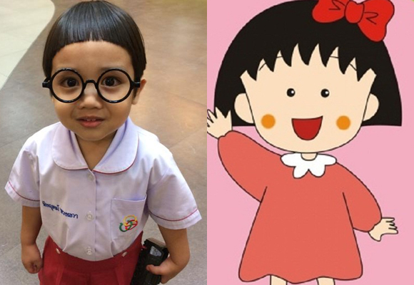 em bé giống Maruko,em bé Thái Lan,em bé có mái đầu nấm,em bé đeo kính gọng tròn