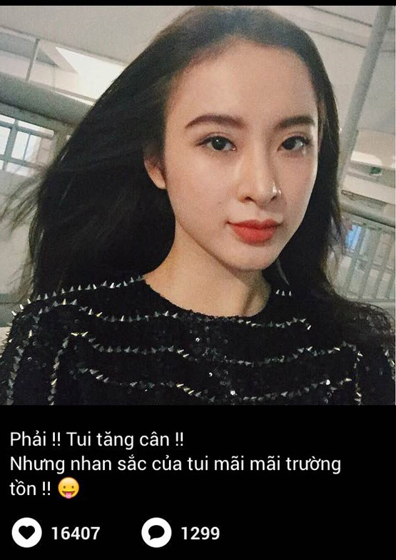  Angela Phương Trinh ,  Angela Phương Trinh  phát ngôn gây sốc, sốc với phát ngôn của  Angela Phương Trinh  trên zalo, Phương trinh phát ngôn về nhan sắc,  “Phải, tui tăng cân, nhưng nhan sắc của tui 