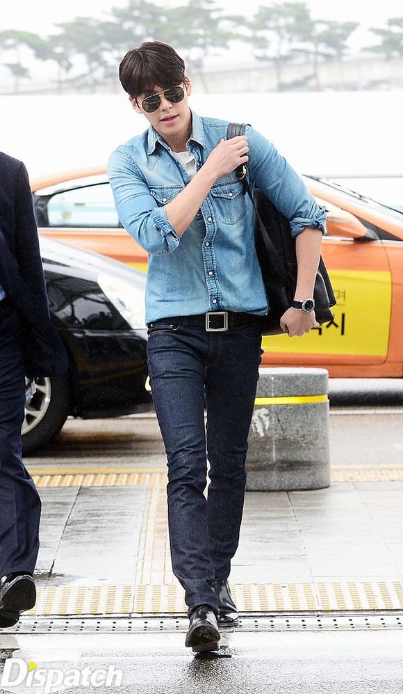 Kim Woo Bin, thời trang Kim Woo Bin, Kim Woo Bin ở sân bay, thời trang, tin ngoi sao