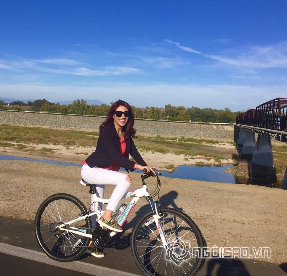 Pha Lê, ca sĩ Pha Lê, Pha Lê đạp xe, Pha Lê ở San Francisco, Pha Lê thả dáng, Pha Lê đẹp mướt mắt, Pha Lê đi xe đạp, tin ngôi sao, tin ngoi sao, Pha Le