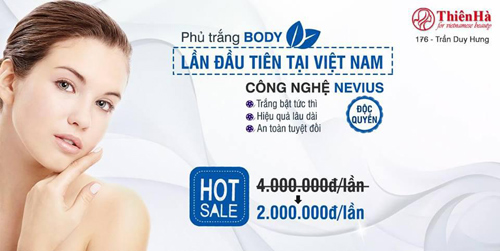 Phủ trắng body, Công nghệ phun Niveus, Công nghệ phủ trắng body, Thẩm mỹ viện Thiên Hà