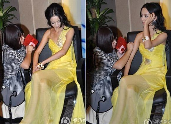 Đồng Lệ Á, tiểu Hoa đán Đồng Lệ Á, Đồng Lệ Á tụt váy, Đồng Lệ Á gặp sự cố váy áo, tin ngoi sao