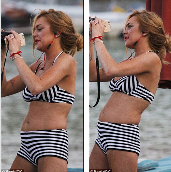Lindsay Lohan,Lindsay Lohan xập xệ,Lindsay Lohan bụng béo, sao xập xệ, sao tàn tạ, sao xấu
