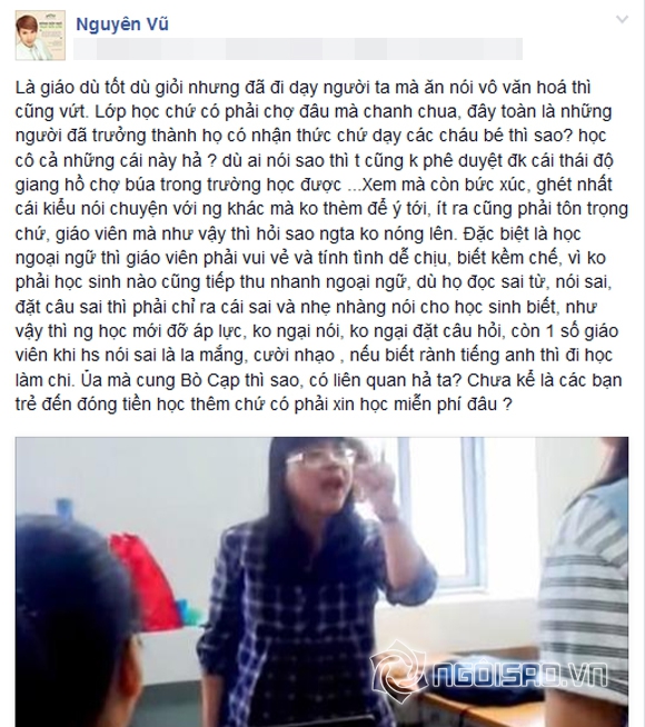 cô giáo cung Bọ Cạp,sao Việt chia sẻ về cô giáo cung Bọ Cạp,cô giáo Bọ Cạp đe dọa học viên,clip cô giáo cung Bọ Cạp đe dọa học viên