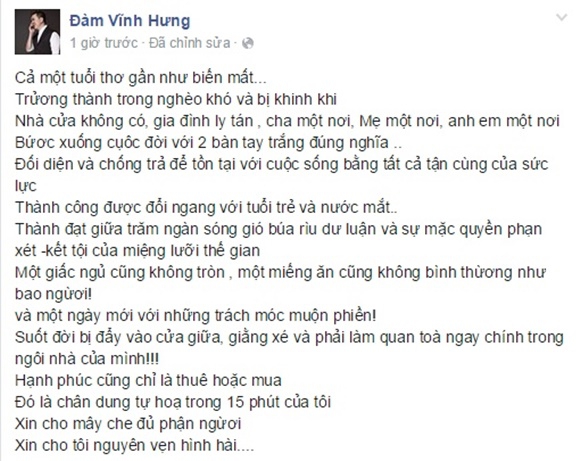 Đàm Vĩnh Hưng, Mr Đàm, Đàm Vĩnh Hưng tâm sự, Đàm Vĩnh Hưng chia sẻ, Đàm Vĩnh Hưng cay đắng tâm sự, tin ngôi sao, tin ngoi sao, Dam Vinh Hung, ông hoàng nhạc Việt