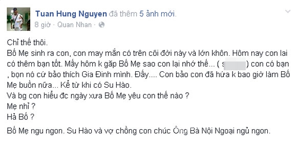 Tuấn Hưng,Tuấn Hưng hứa không làm bố mẹ buồn,con trai Tuấn Hưng,bé Su Hào,vợ chồng Tuấn Hưng