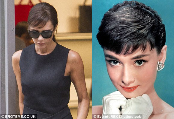 Victoria Beckham, tóc mái giống Audrey Hepburn,phong cách thời trang của Victoria Beckham,Victoria Beckham tóc mới