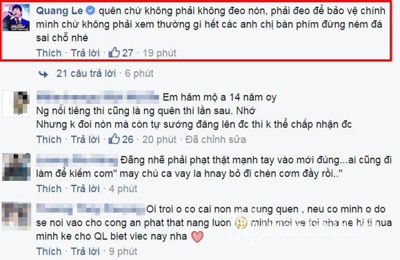 Quang Lê, ca sĩ Quang Lê, Quang Lê không đội mũ bảo hiểm, scandal Quang Lê, Quang Lê bị ném đá, Quang Lê và Đàm Vĩnh Hưng, sao việt