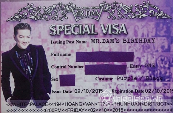 Đàm Vĩnh Hưng, ca sĩ Đàm Vĩnh Hưng, thiệp mời sinh nhật Đàm Vĩnh Hưng, Đàm Vĩnh Hưng tổ chức sinh nhật, sinh nhật Mr. Đàm, sao việt