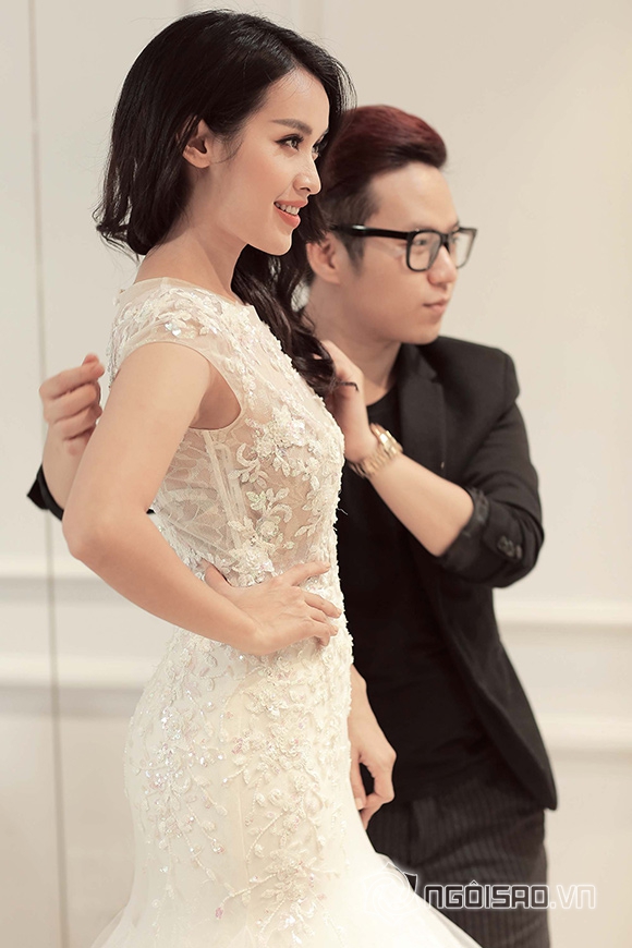 sao Việt, Tú Vi, diễn viên Tú Vi, Tú Vi - Văn Anh, cận cảnh áo cưới đẹp lung linh của cô dâu Tú Vi