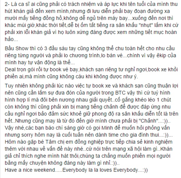 Thu Minh, Mỹ Tâm, sao Việt, Mỹ Tâm bị tố mắc bệnh ngôi sao, Thu Minh lên tiếng, Thu Minh đá xéo Mỹ Tâm, Thu Minh và Mỹ Tâm, tin ngôi sao