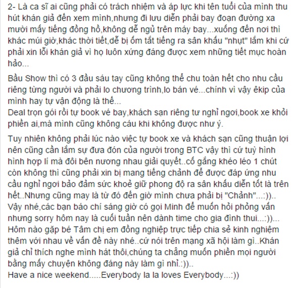 Thu Minh, Mỹ Tâm, sao Việt, Mỹ Tâm bị tố mắc bệnh ngôi sao, Thu Minh lên tiếng, Thu Minh đá xéo Mỹ Tâm, Thu Minh và Mỹ Tâm, tin ngôi sao