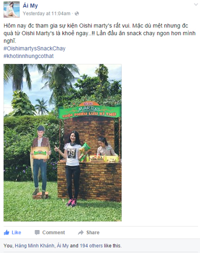 Oishi Marty’s Snack Chay, Oishi chay, Huy Khánh