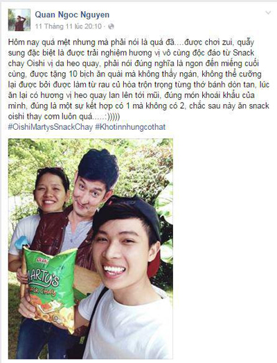 Oishi Marty’s Snack Chay, Oishi chay, Huy Khánh