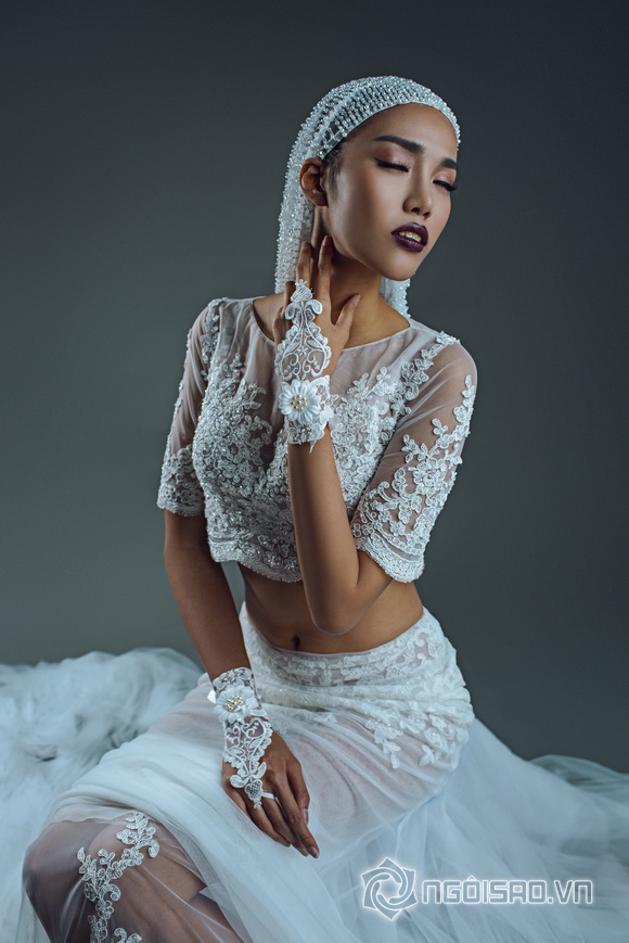 Siêu mẫu lan khuê,hoa hậu thế giới 2015,lan khuê diện váy cưới nội y
