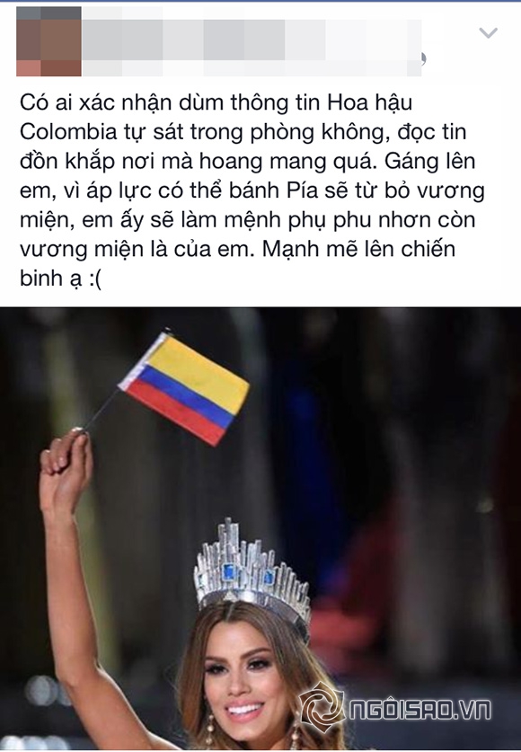 Hoa hậu Colombia, Hoa hậu Colombia bị trao nhầm vương miện, Hoa hậu Colombia tự sát,