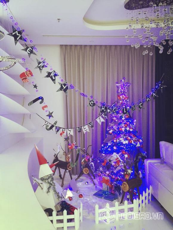 sao việt trang trí cây thông Noel, sao Việt, không gian đón Noel của sao Việt