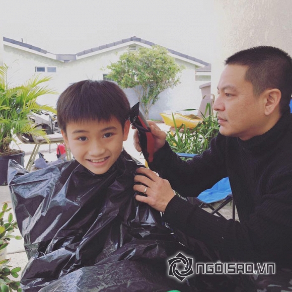ông xã Kim Hiền,Andy,ông xã Kim Hiền cắt tóc cho con trai riêng của vợ