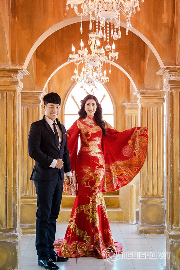 Hoa hậu Thanh Mai rạng rỡ như nữ hoàng bên cạnh NTK Ngọc Long 2 Hoa hậu Điện ảnh Thanh Mai, NTK Ngọc Long, sao Việt