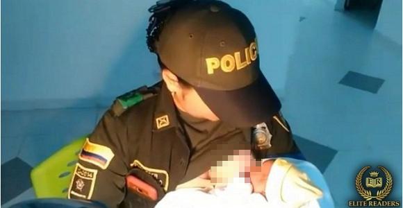 nữ cảnh sát cho em bé bị bỏ rơi bú, em bé bị bỏ rơi, em bé sơ sinh,