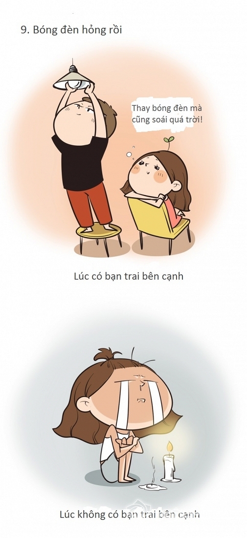 ảnh hài hước về con gái khi yêu, sự khác biệt lúc có và không có người yêu