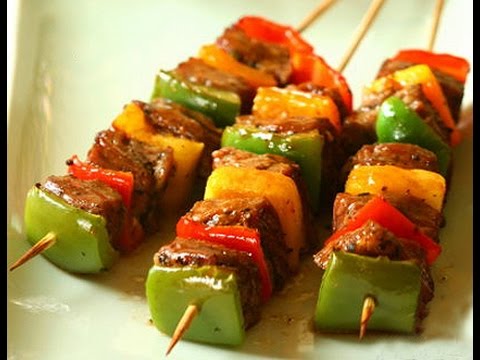 Cách làm thịt xiên nướng rau củ, thịt xiên nướng rau củ, cách làm món nướng