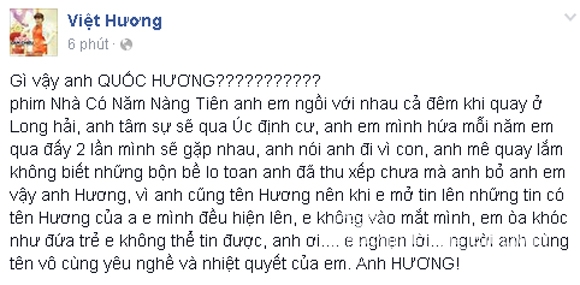 Quay phim quốc hương,quốc hương qua đời,sao việt bàng hoàng