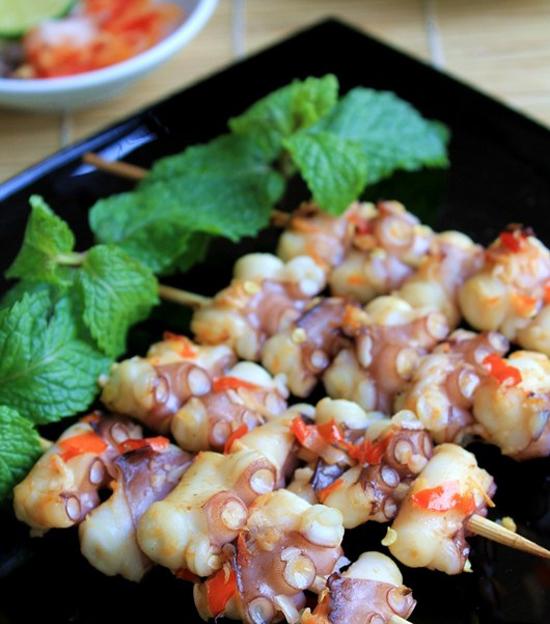 bạch tuộc nướng, cách làm bạch tuộc nướng, chế biến các món hải sản